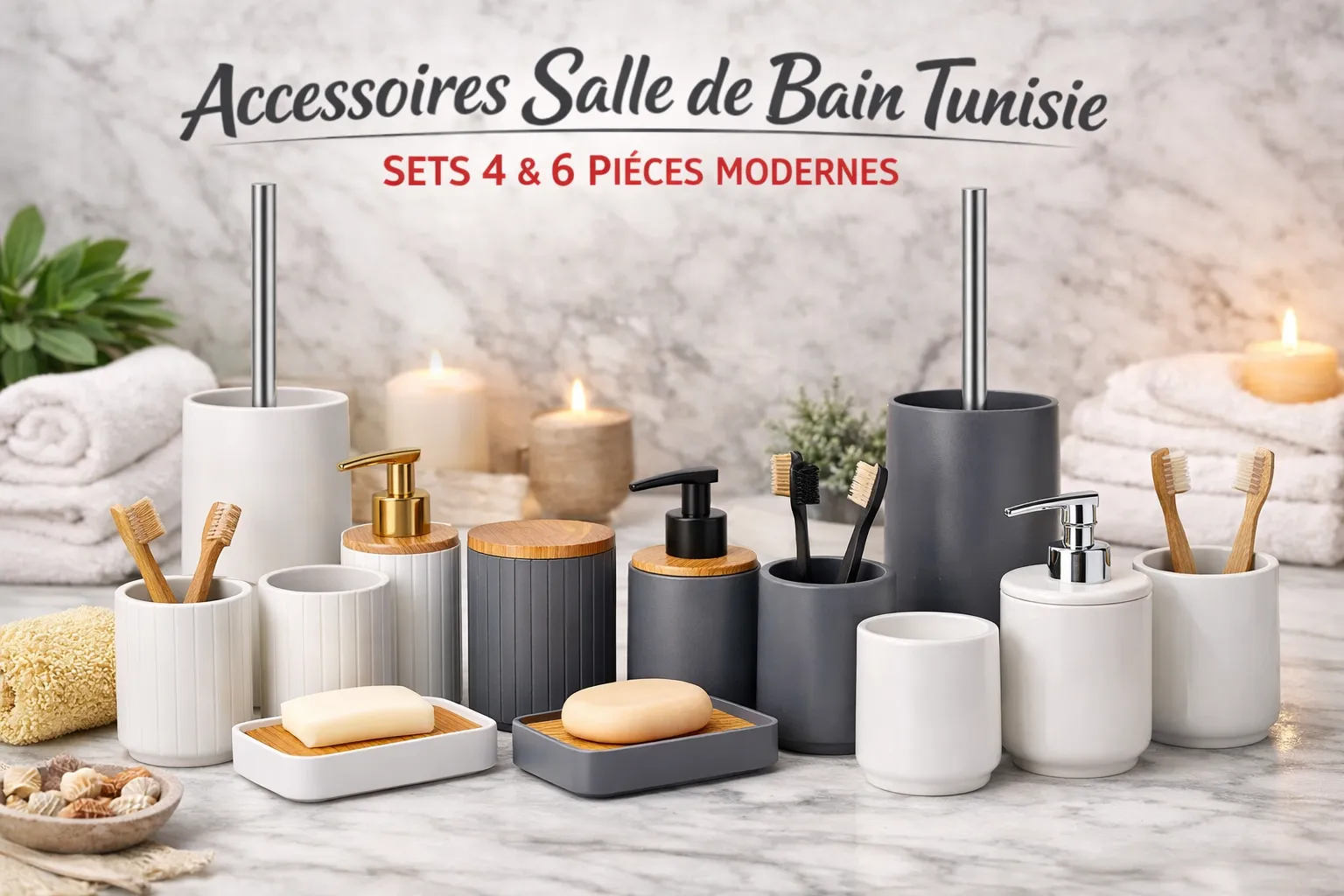Accessoires Salle de Bain Tunisie : Les Meilleurs Sets 4 et 6 Pièces Modernes
