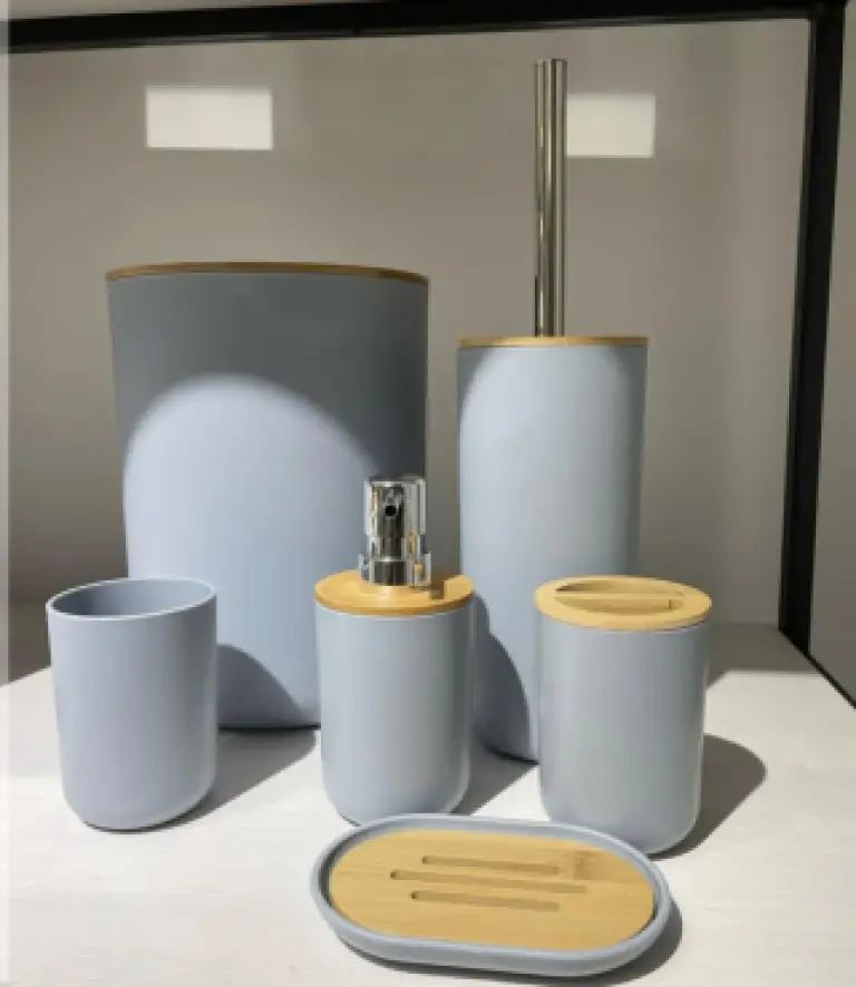 Coffret Accessoires Salle de Bain 6 Pièces - Gris