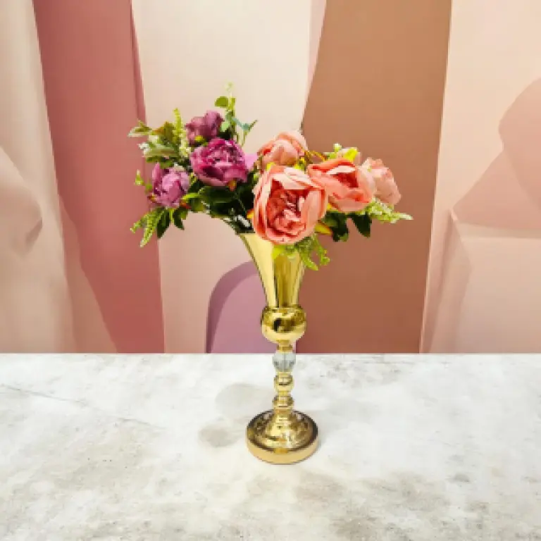 Vase trompette doré en acier inoxydable – décoration