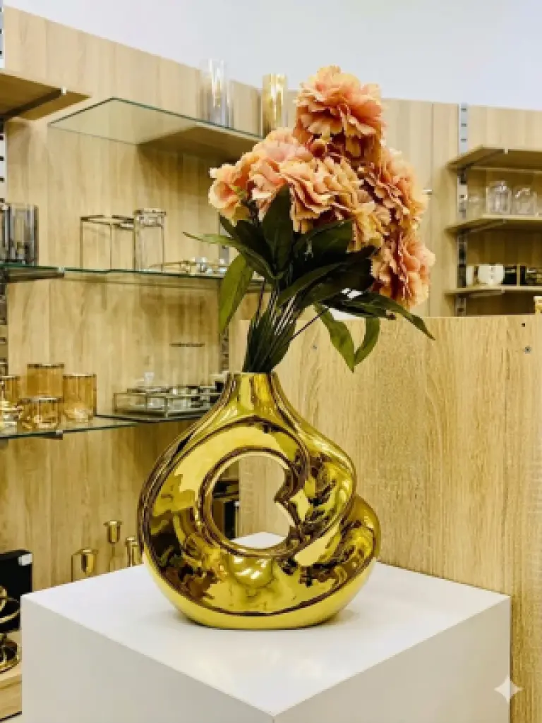 Vase Céramique Doré Chromé Ajouré