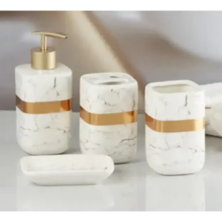 Set Accessoires Salle de Bain 4 Pièces Céramique – Collection Essentielle