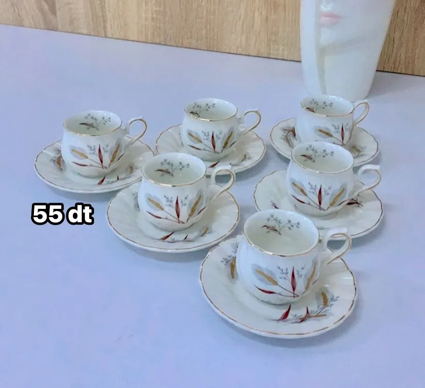 Service à Café Turc Luxe – Porcelaine & Finition Dorée