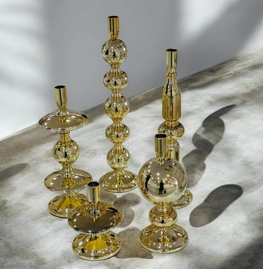 Set 5 Bougeoirs Dorés en Acier Inoxydable - image 2