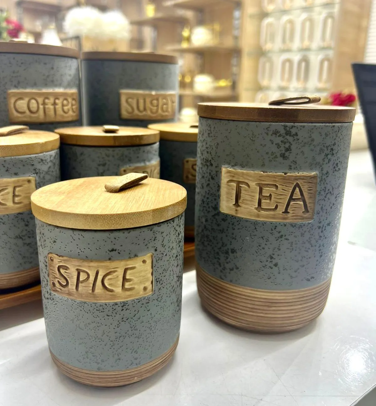 Ensemble de bocaux de cuisine en bambou et céramique 02 - image 3