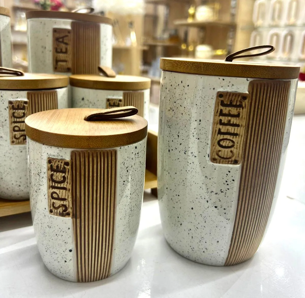 Ensemble de bocaux de cuisine en bambou et céramique01 - image 4