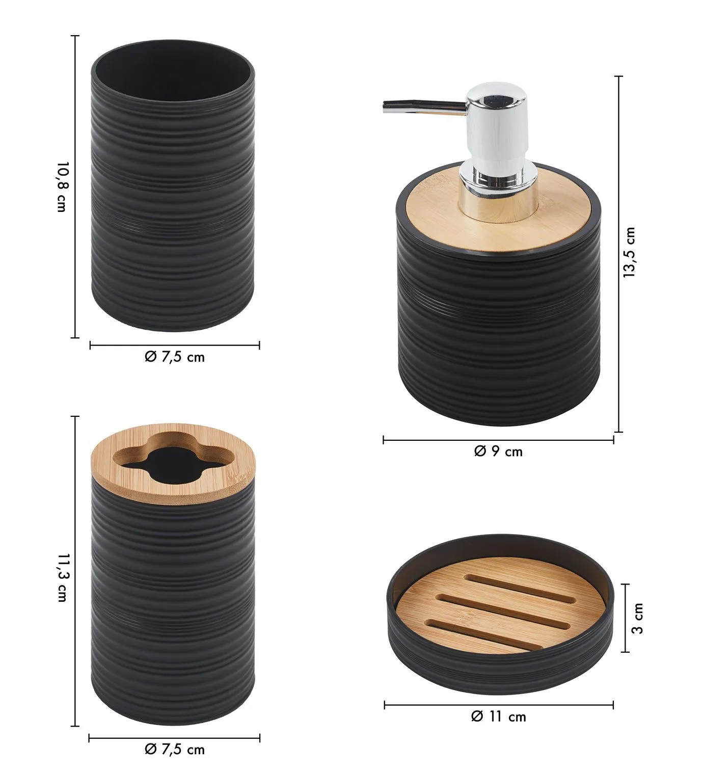 Ensemble Accessoires Salle de Bain 6 Pièces Bambou – Choisissez Votre Coloris - image 4