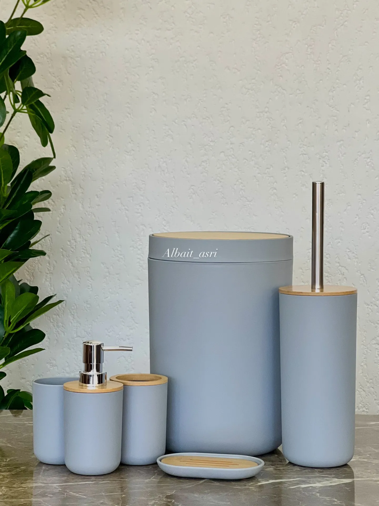 Coffret Accessoires Salle de Bain 6 Pièces - Gris - image 2