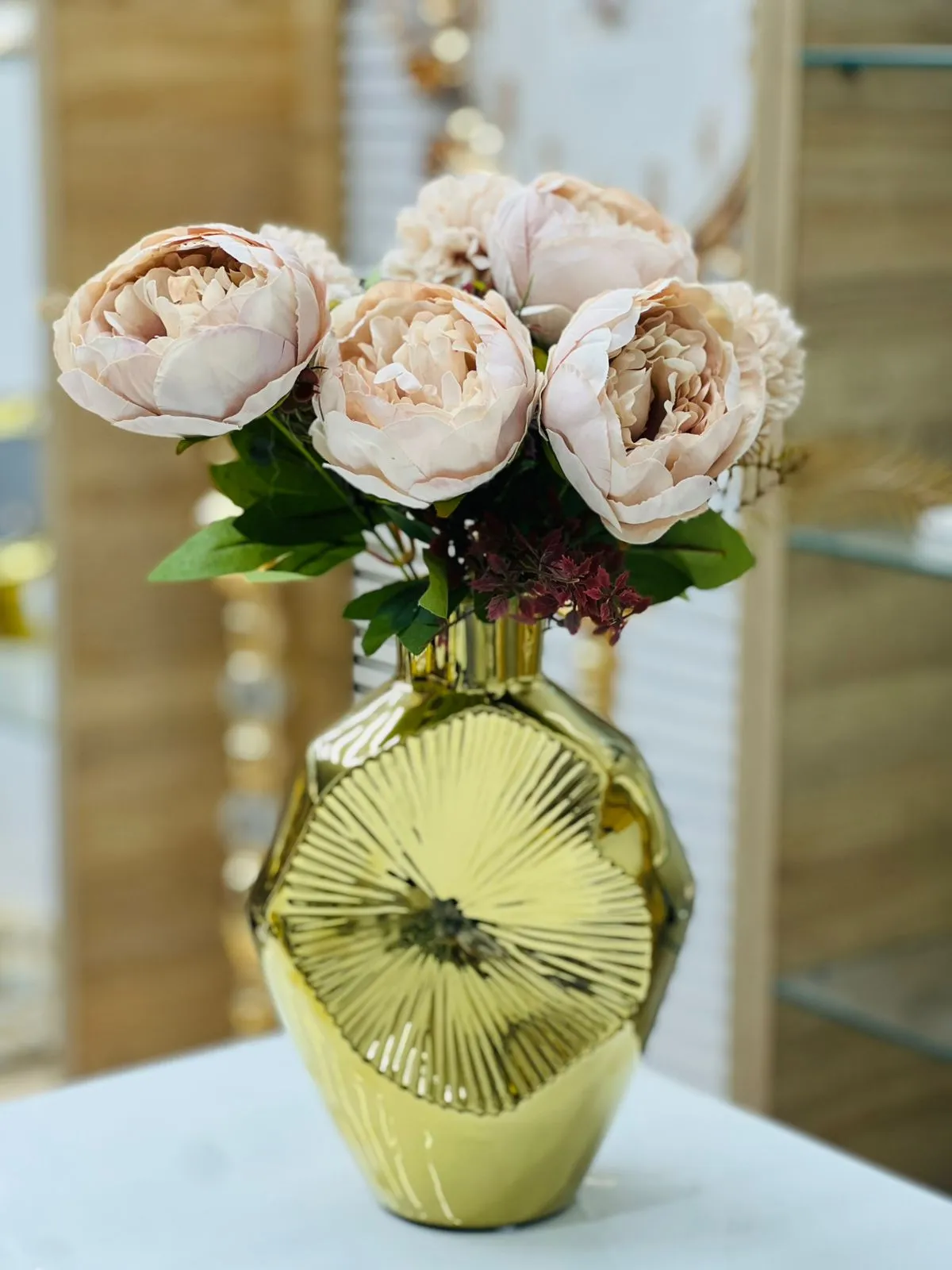 Vase décoratif doré en céramique forme bulbe - image 5