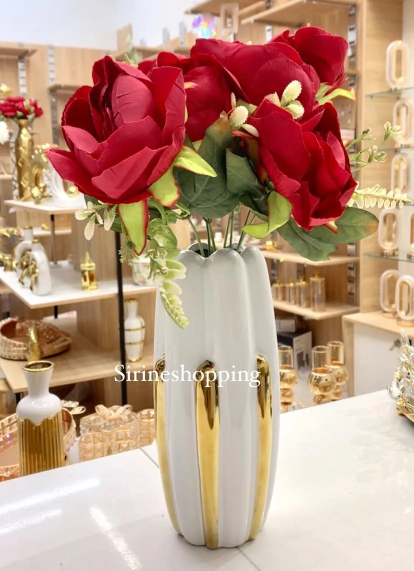 Vase céramique blanc et dorée V2 - image 2