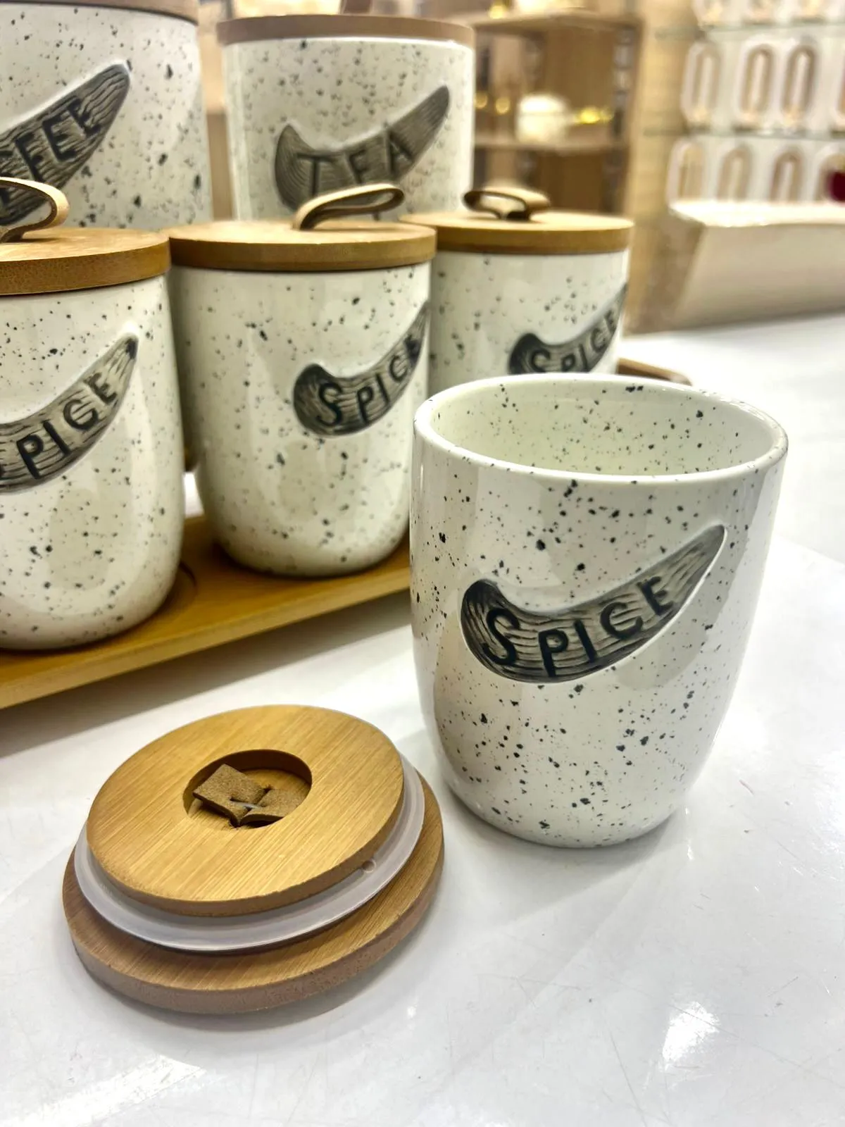 Ensemble de bocaux de cuisine en bambou et céramique03 - image 2