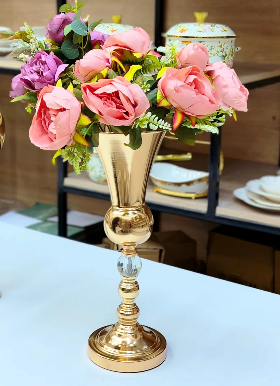 Vase Trompette Doré en Acier Inoxydable - image 2